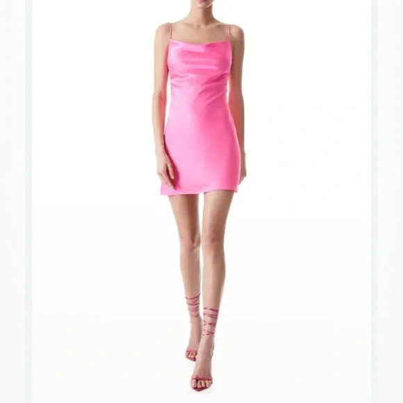 Alice + Olivia Harmony Mini Slip Dress in French Rose - Picture 2 of 6